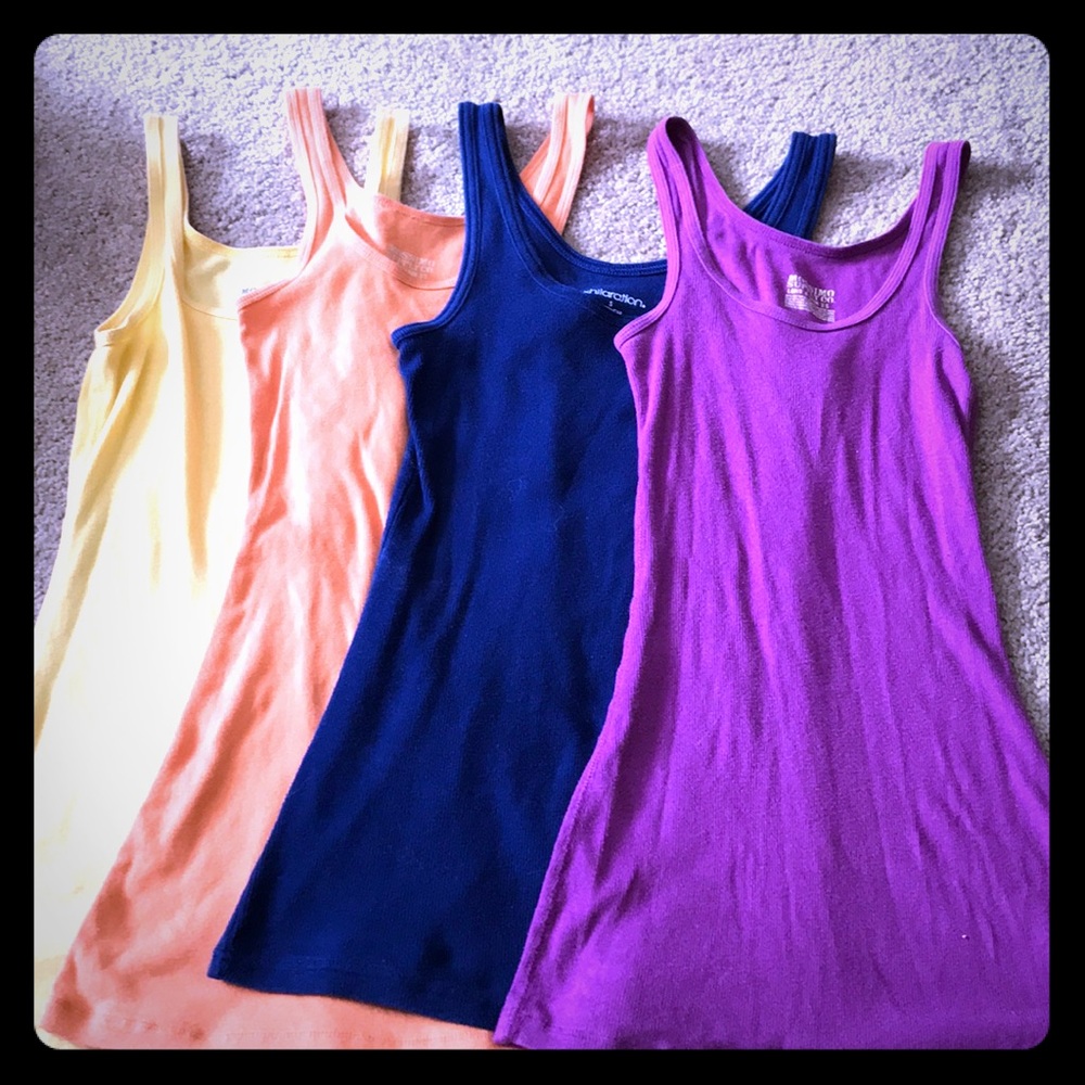 Rainbow of ribbed tank tops